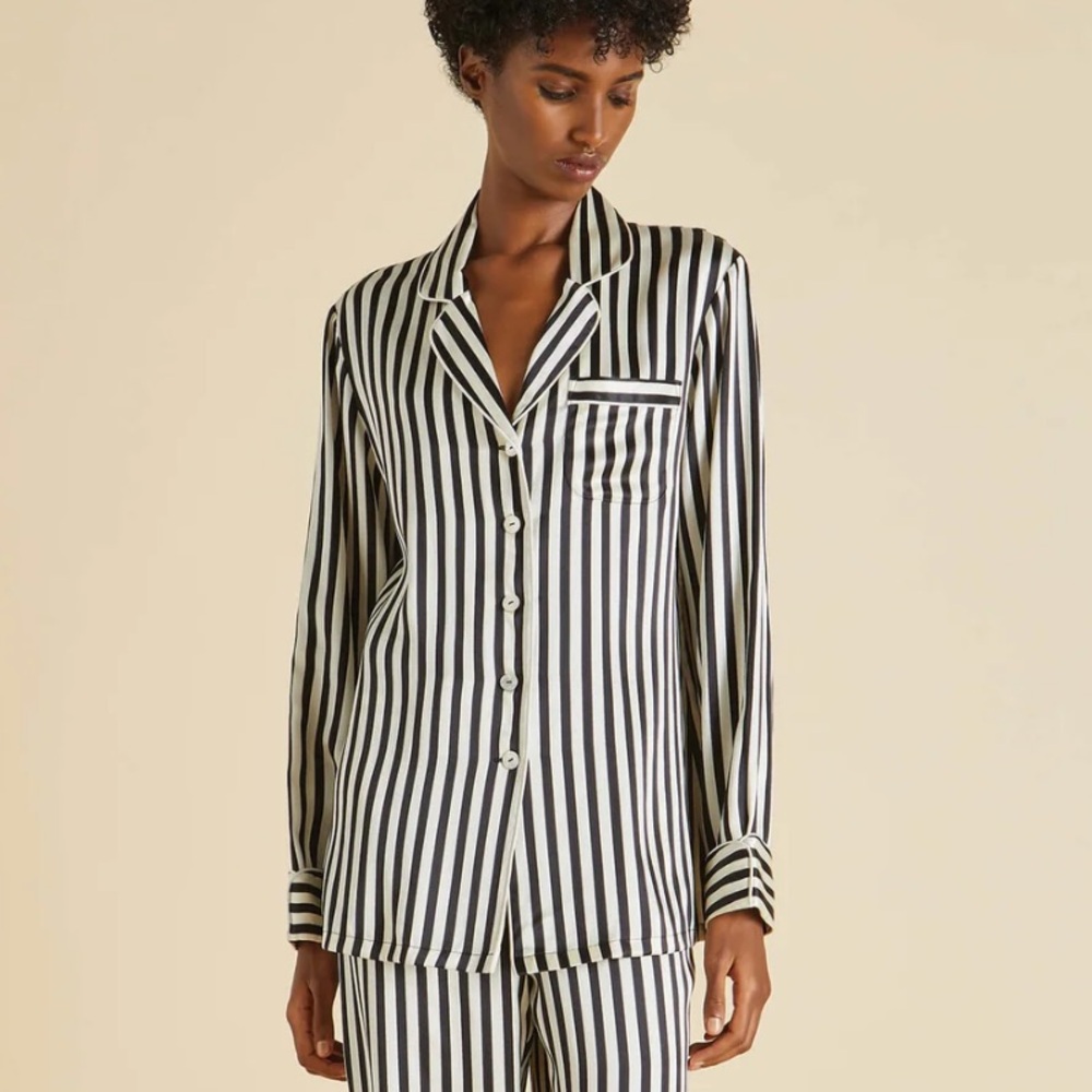 NWT Olivia von Halle Lila Nika Stripe PJ Top